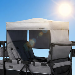 4‑Seater Stroller Wagon, Premium Quad Stroller Wagon for 4 Kids with Convertible Seats, Push‑Pull Handles, Removable Canopy & Flat Fold, Grey
