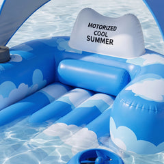 Inflatable Floating Pool Lounger with Motor