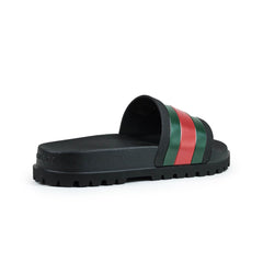 Gucci Web Chunky Pool Slides Black/Red/Green