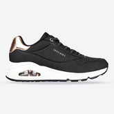 Women's Wide Fit Skechers Uno 155196W Shimmer Away Trainers - Black