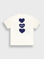 Arbor Antwerp Triple Hearts T-Shirt | Off-White/Blue
