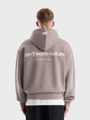 Don't Waste Culture Ale Zip Hoodie | Warm Grey