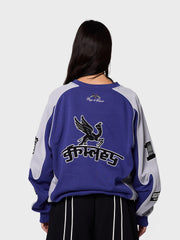 Grimey Race War Crewneck Sweater | Blue