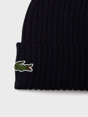 Lacoste Ribbed Wool Beanie | Black