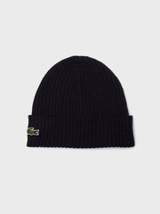 Lacoste Ribbed Wool Beanie | Black