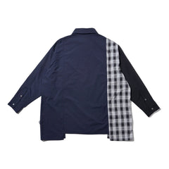 LAKH Paneled Patchwork Long Shirt Navy