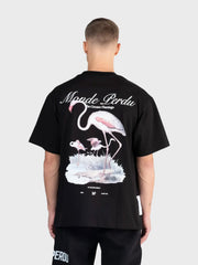 Le Monde Perdu Greater Flamingo T-Shirt | Black