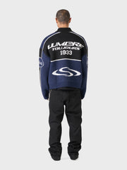 Lumi3re Knitted Race Jacket | Black/Blue