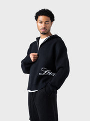 Lumi3re Knitted Zip Hoodie | Black