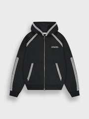 Off The Pitch Adorment Zip Hoodie | Black