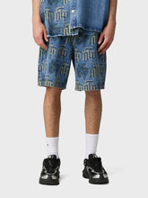 Off The Pitch Fraktur Denim Shorts | Stone Wash