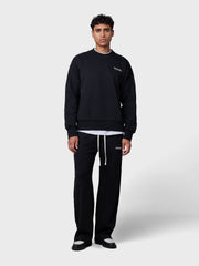 Off The Pitch Raw Edge Panel Crewneck Sweater | Black