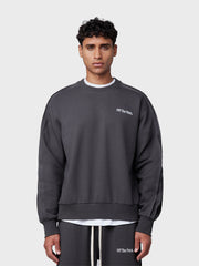 Off The Pitch Raw Edge Panel Crewneck Sweater | Dark Shadow
