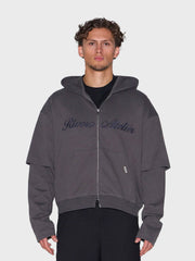 Rivero Atelier Double Layered Zip Hoodie | Dark Grey