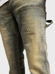Rivero Embossed Worker Jeans | Pale