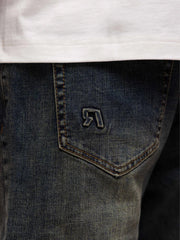 Rivero Plain Embossed Jeans | Dark Blue
