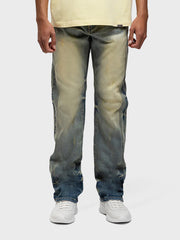 Rivero Segmented Washed Jeans | Blue/Sand