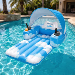 Inflatable Floating Pool Lounger with Motor