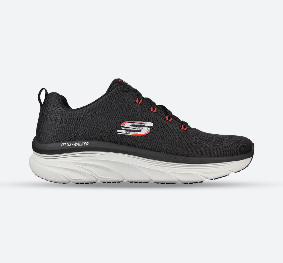 Men's Wide Fit Skechers 232364 Relaxed Fit Meerno D'lux Walker Trainers - Black/Red