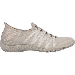 Women's Wide Fit Skechers 100593 Breathe Easy Roll With Me Shoes - Taupe