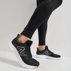 Women's Wide Fit New Balance M411LB3 Walking and Running Trainers - Black/White