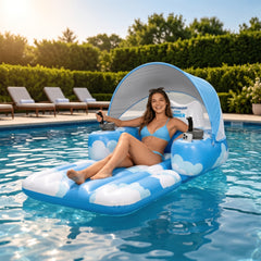 Inflatable Floating Pool Lounger with Motor