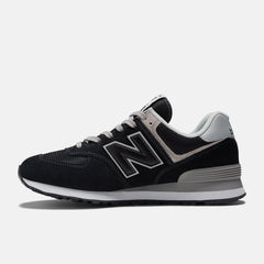 Women's Wide Fit New Balance ML574EVB Walking/Running Trainers - Exclusive - Black/White ENCAP