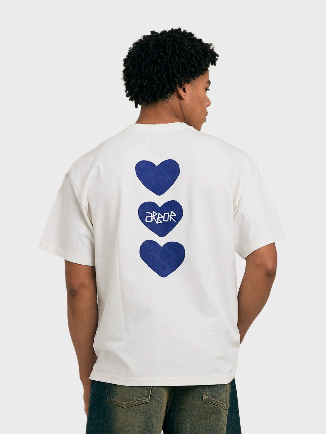 Arbor Antwerp Triple Hearts T-Shirt | Off-White/Blue