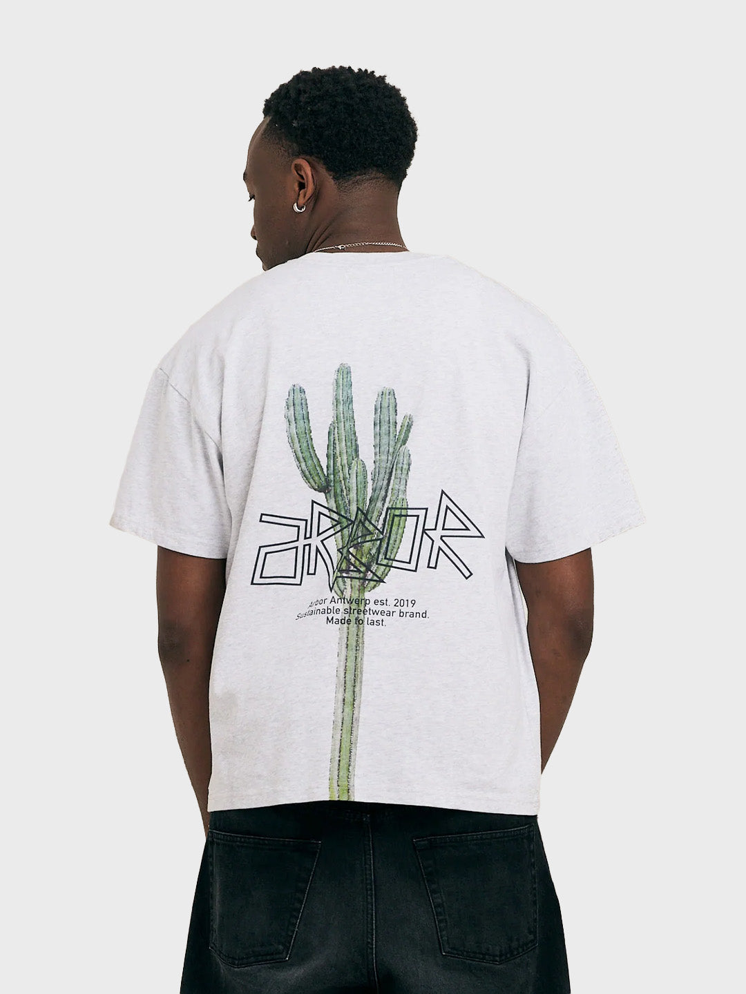 Arbor Antwerp Pixel Cactus T-Shirt | Melange Grey