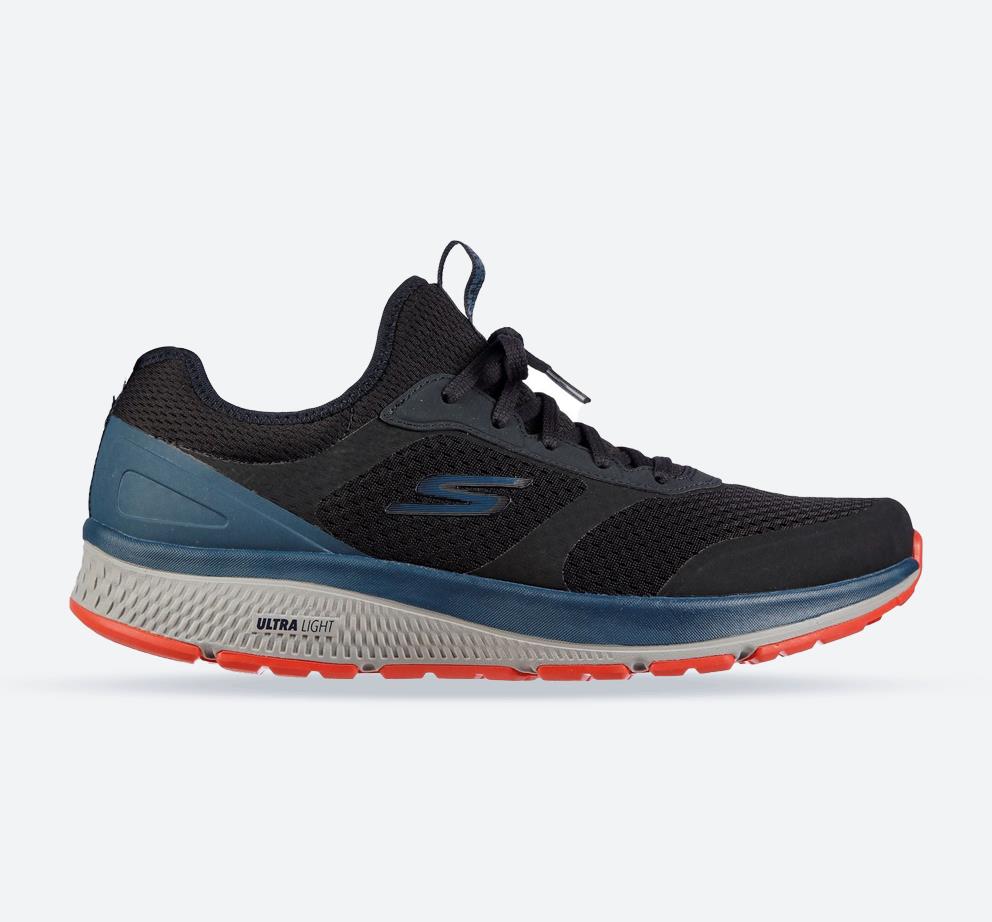 Men's Wide Fit Skechers 220102 GOrun Consistent Trainers - Black/Blue