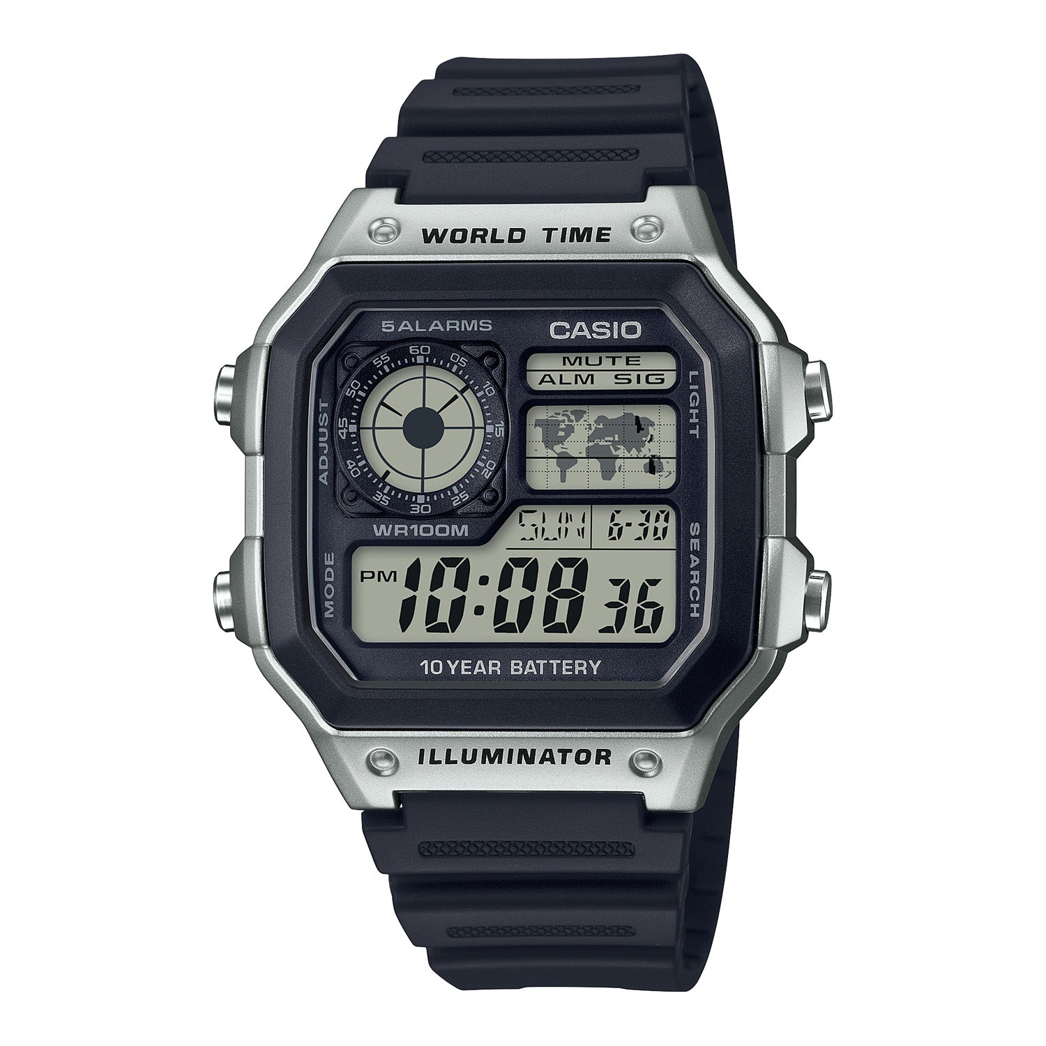 Casio Illuminator Black Silver AE1200WH-1C