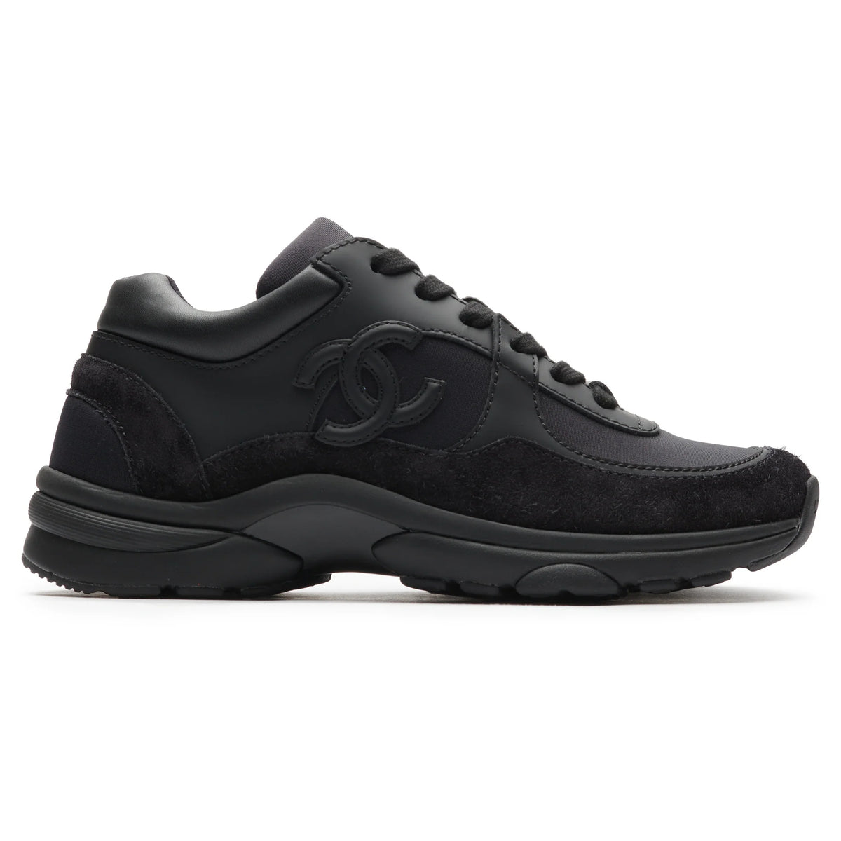 Chanel CC Logo Suede Triple Black Sneaker