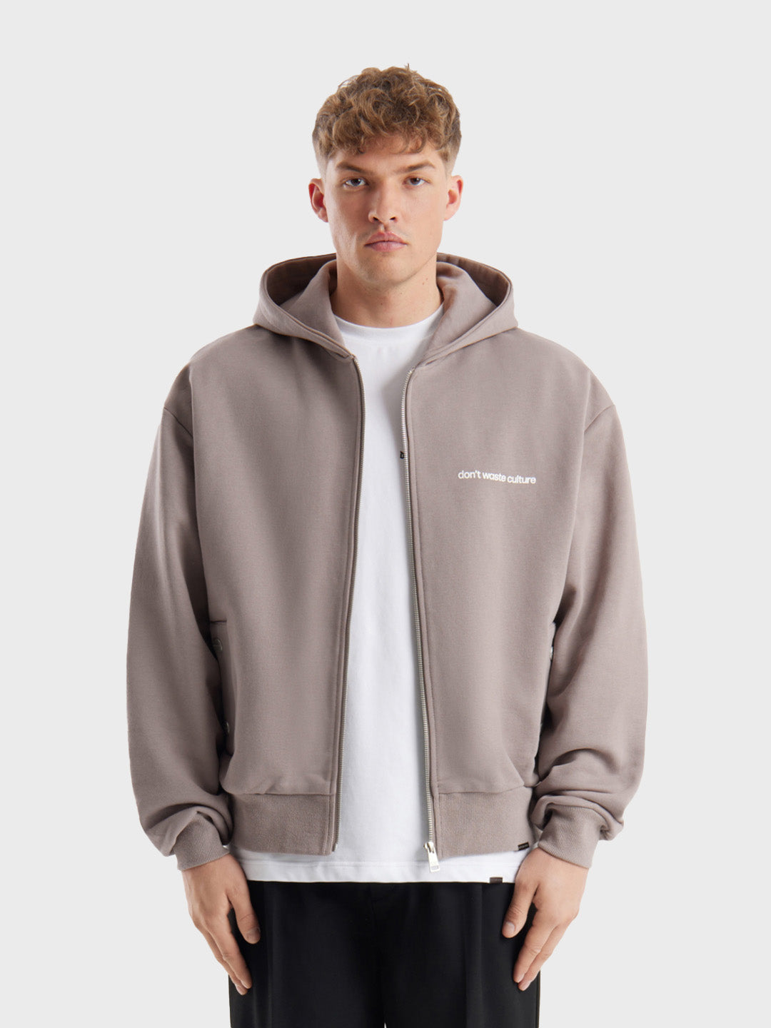 Don't Waste Culture Ale Zip Hoodie | Warm Grey
