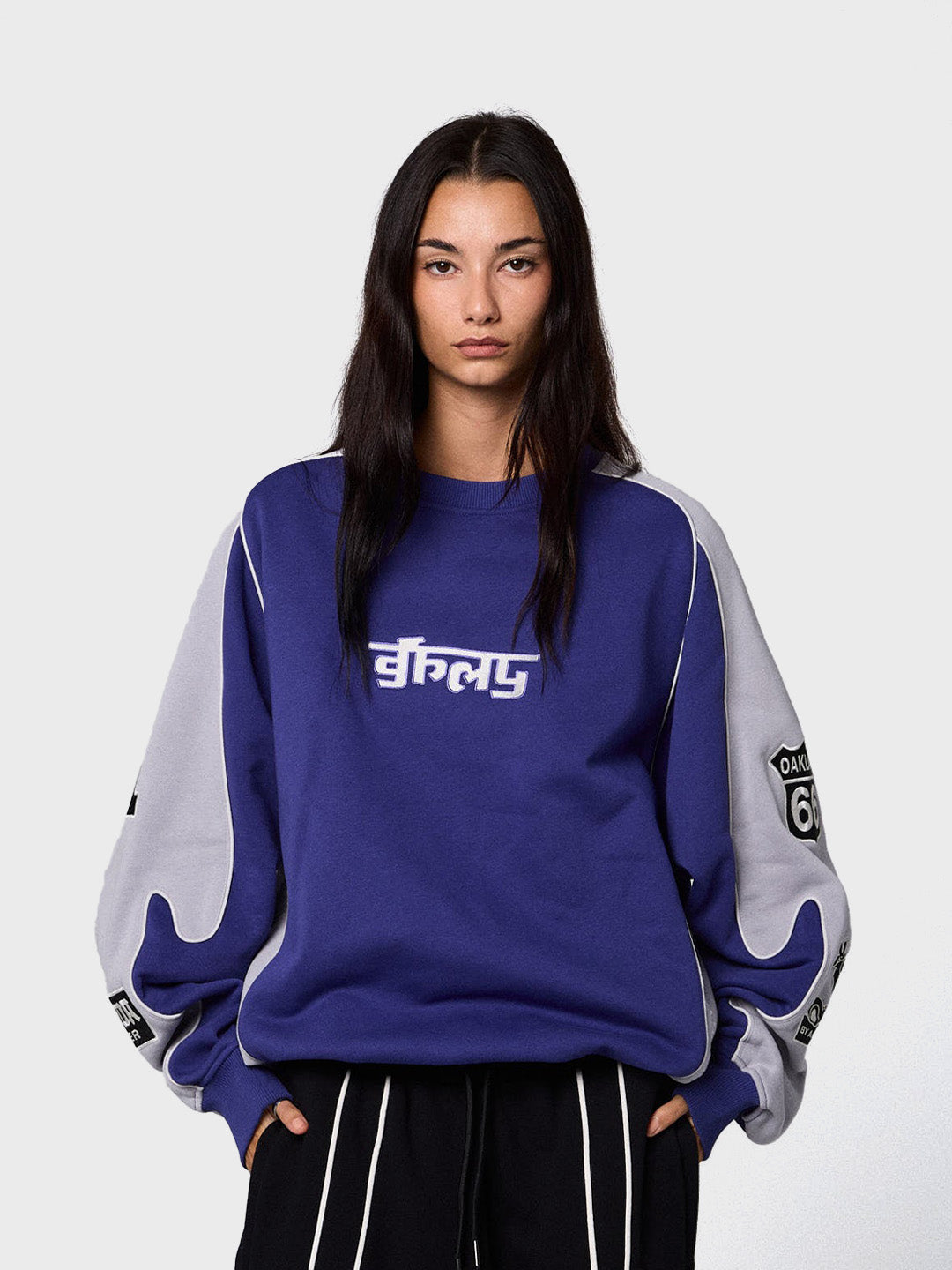 Grimey Race War Crewneck Sweater | Blue