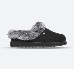 Womens Wide Fit Skechers Keepsakes Ice Angel Mule Slippers - Black