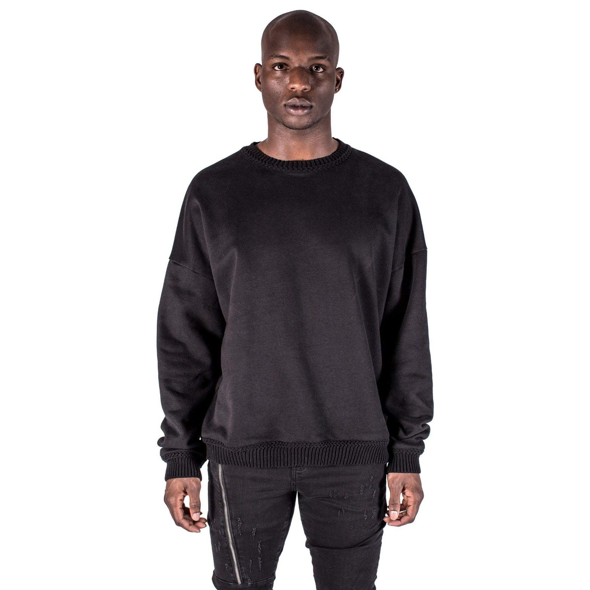 Kollar Contrast Rib Crewneck Black Men CTRCN-BLK