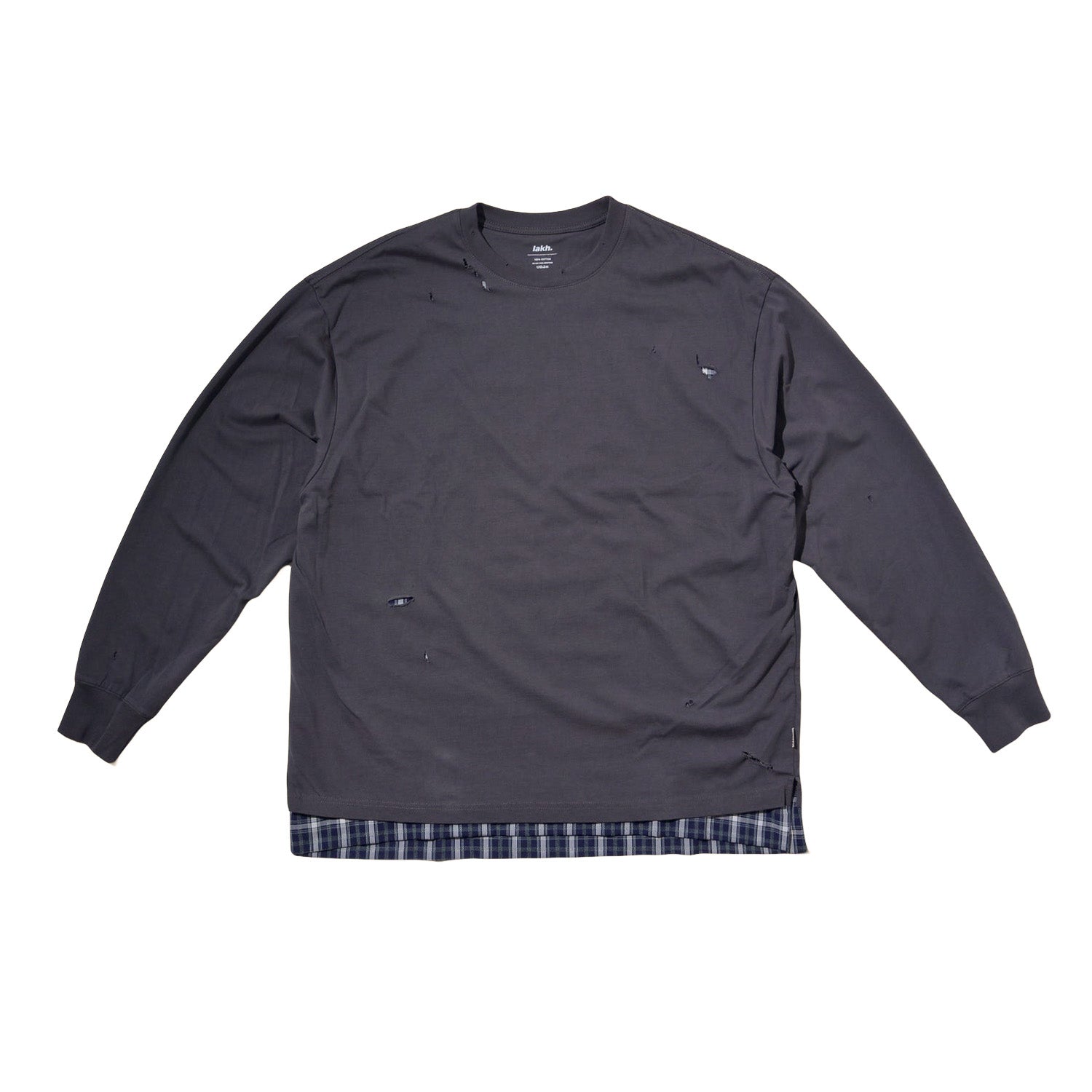 LAKH Distressed Patch Layering Tee DK Grey