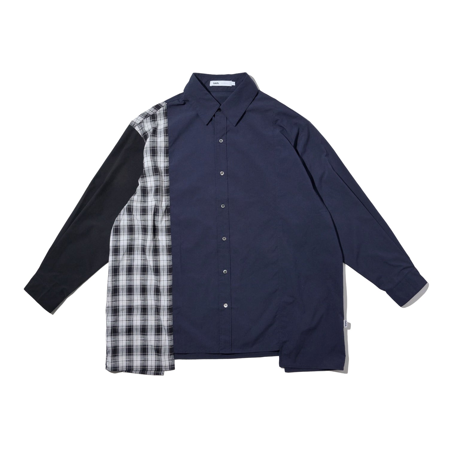 LAKH Paneled Patchwork Long Shirt Navy