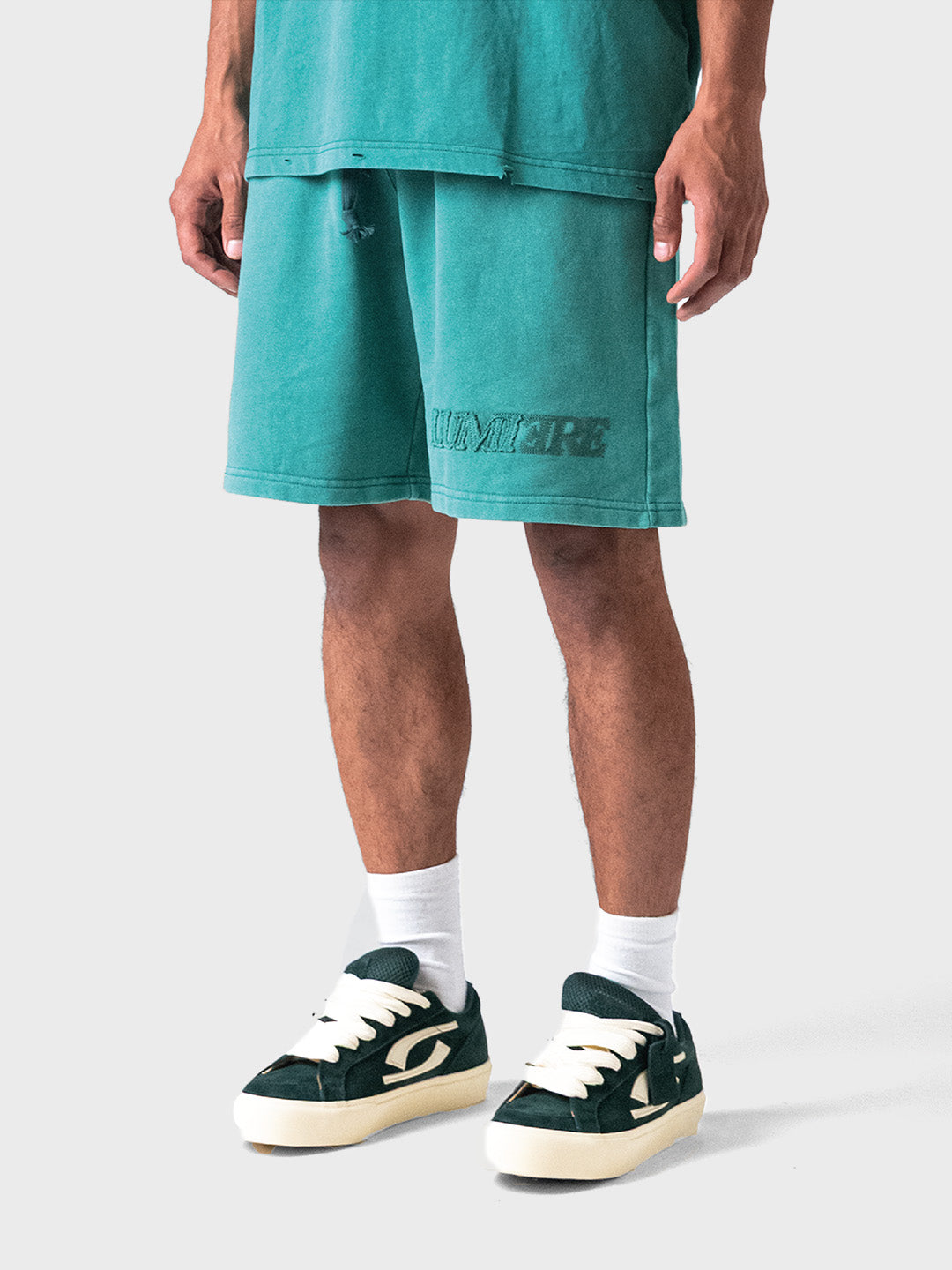 Lumi3re Fade Logo Shorts | Washed Green