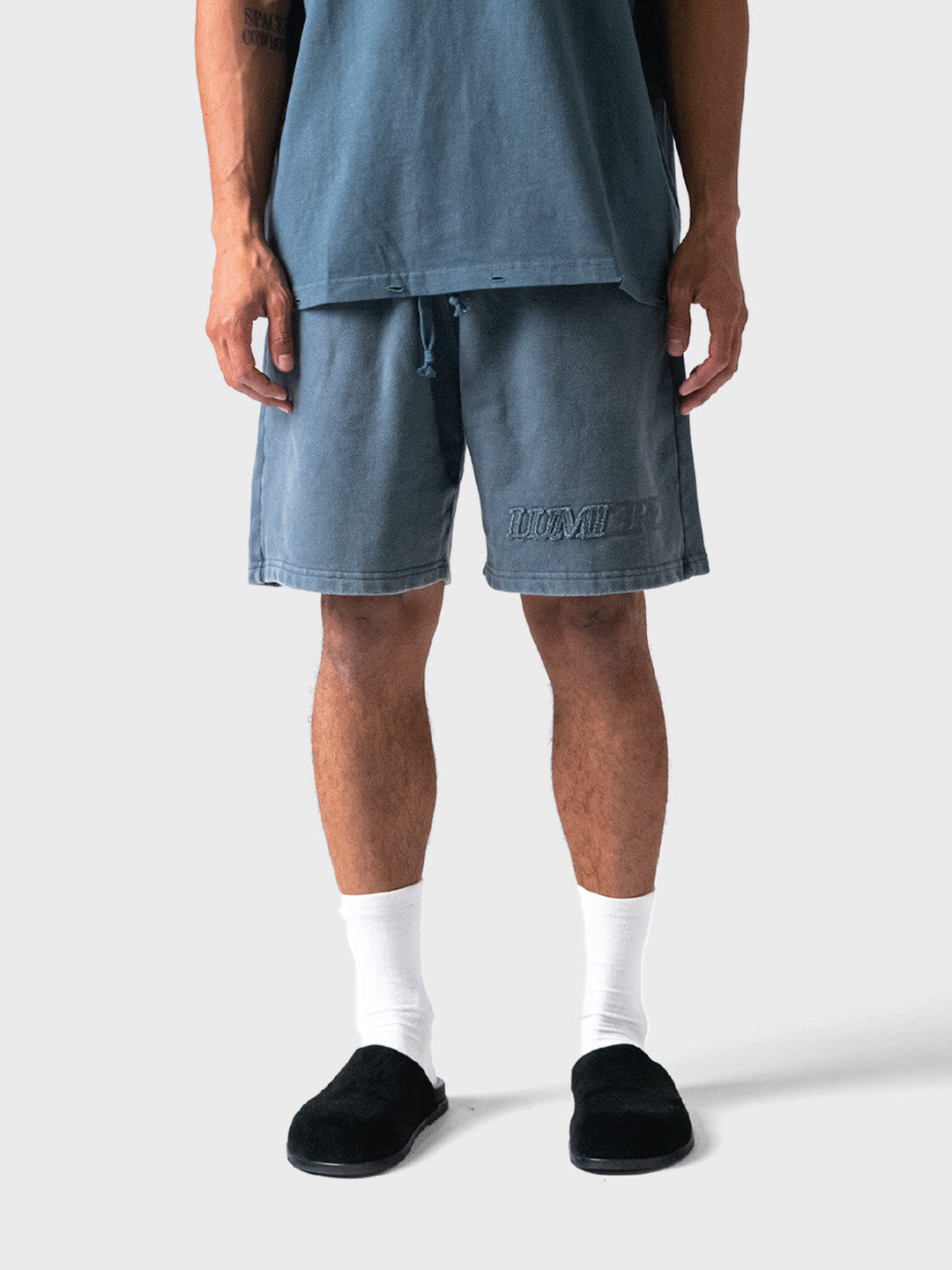 Lumi3re Fade Logo Shorts | Washed Grey