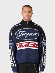Lumi3re Knitted Race Jacket | Black/Blue
