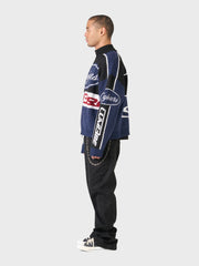 Lumi3re Knitted Race Jacket | Black/Blue