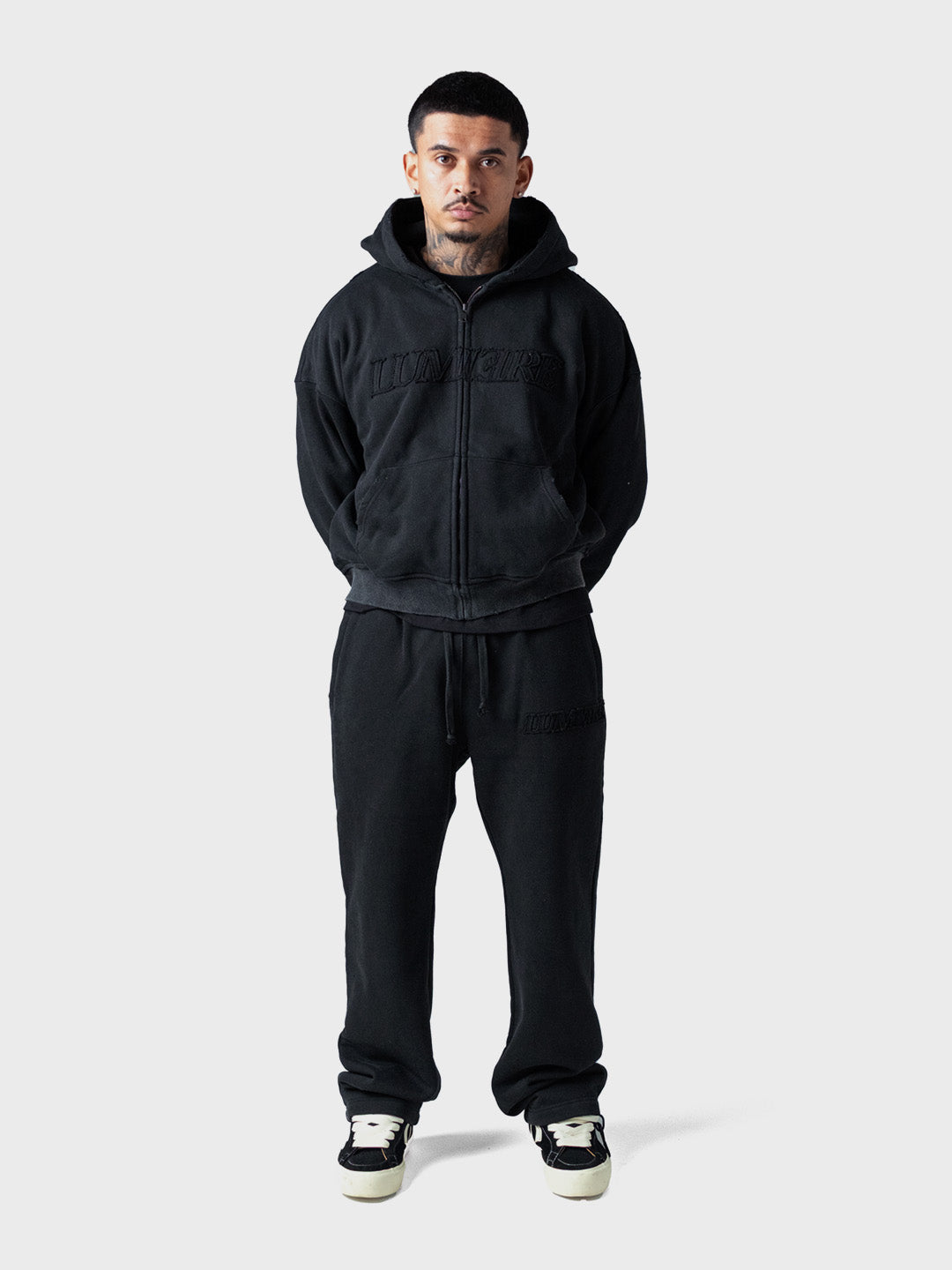 Lumi3re Logo Zipper Tracksuit | Washed Black