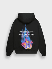 Off The Pitch Burning Flower Hoodie | Black