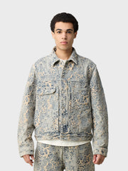 Off The Pitch Jacquard Denim Jacket | Dusty Blue