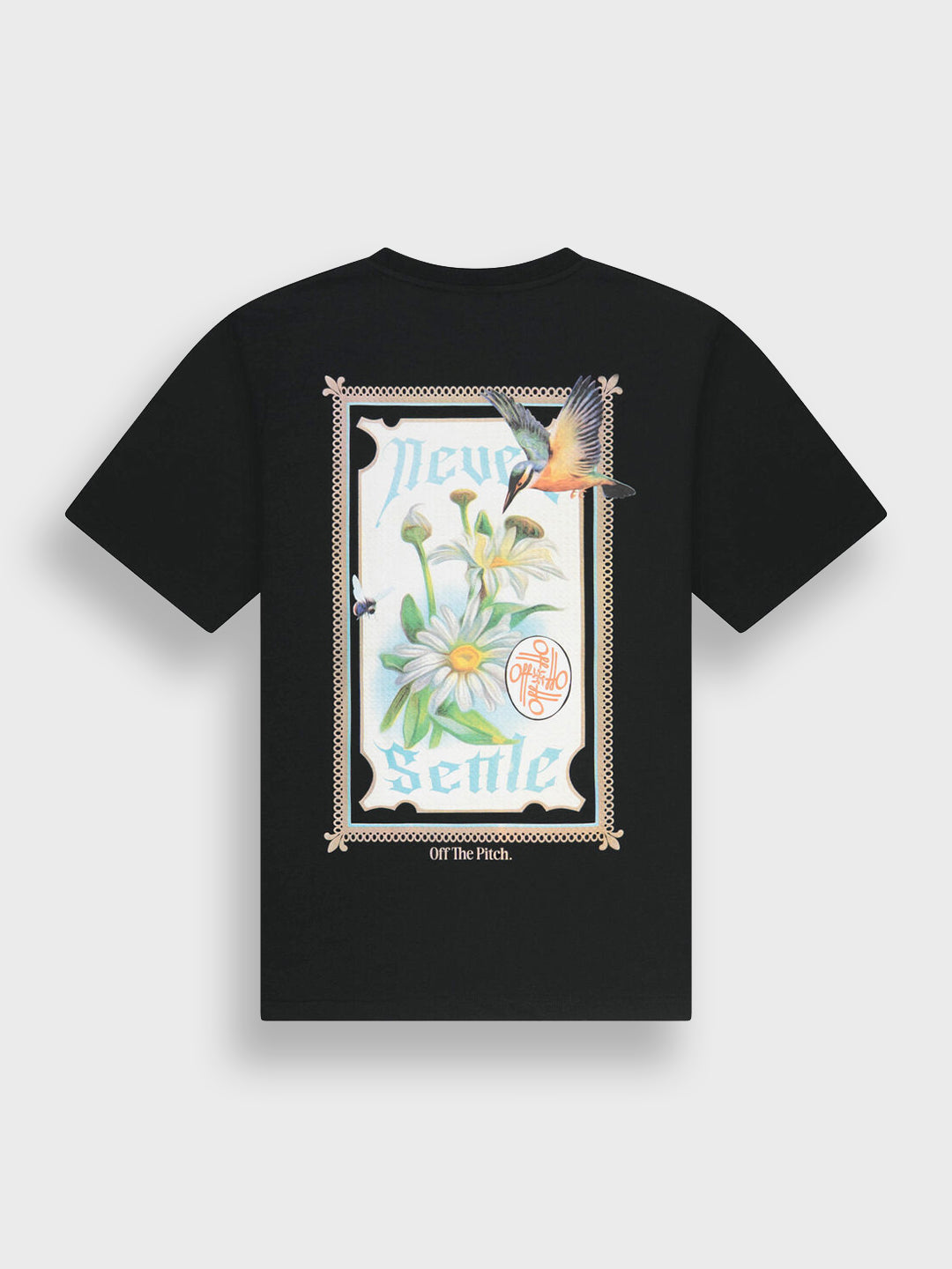 Off The Pitch Never Settle T-Shirt | Black