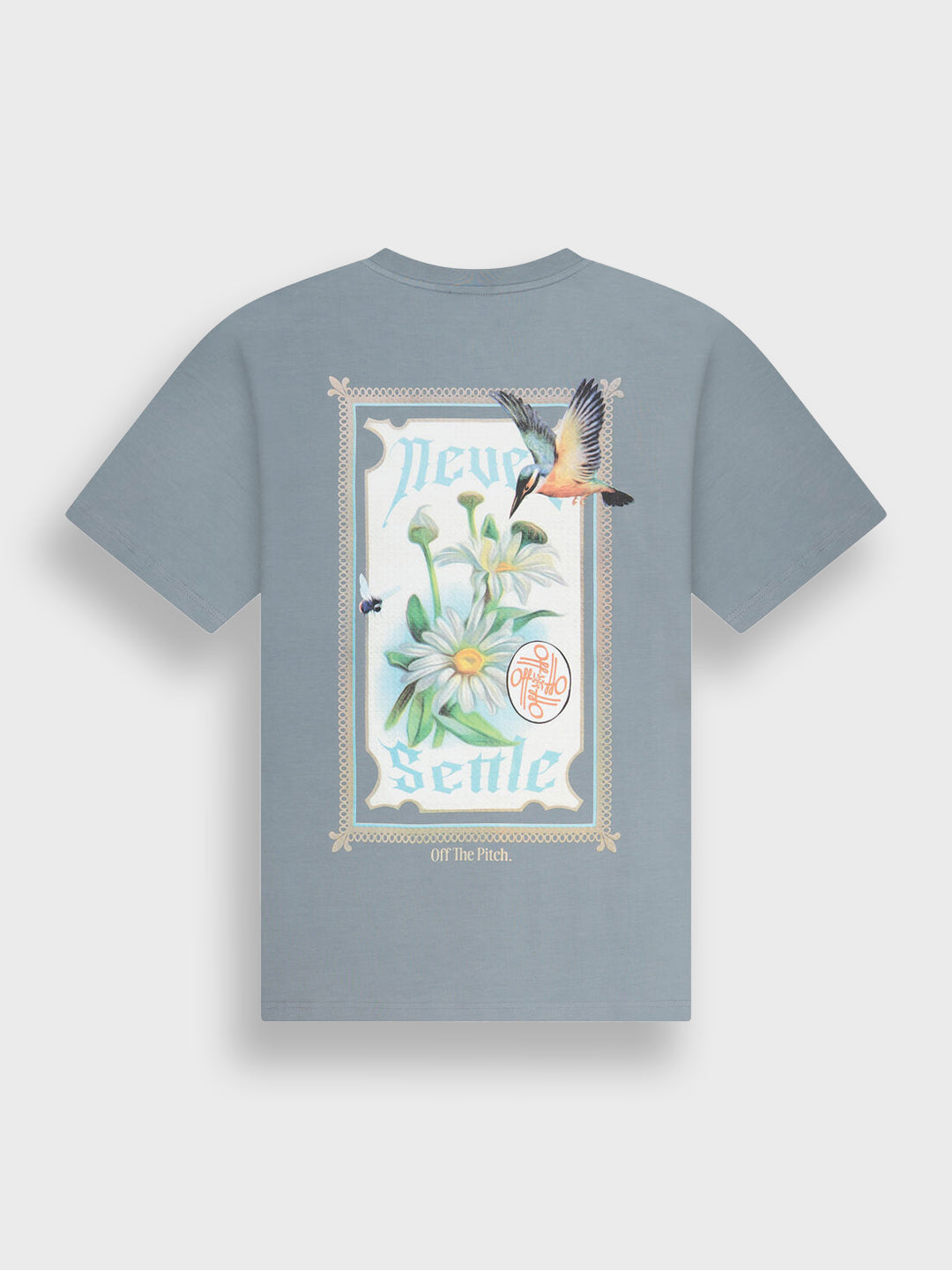 Off The Pitch Never Settle T-Shirt | Grey Blue