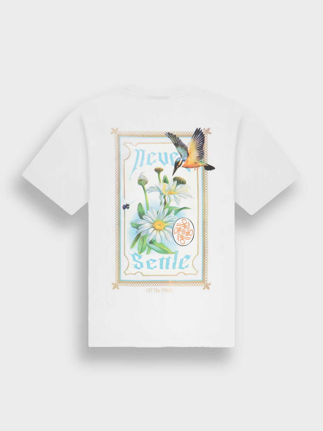 Off The Pitch Never Settle T-Shirt | White