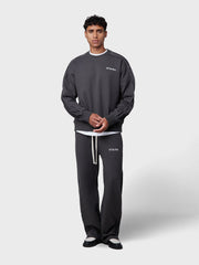 Off The Pitch Raw Edge Panel Crewneck Sweater | Dark Shadow