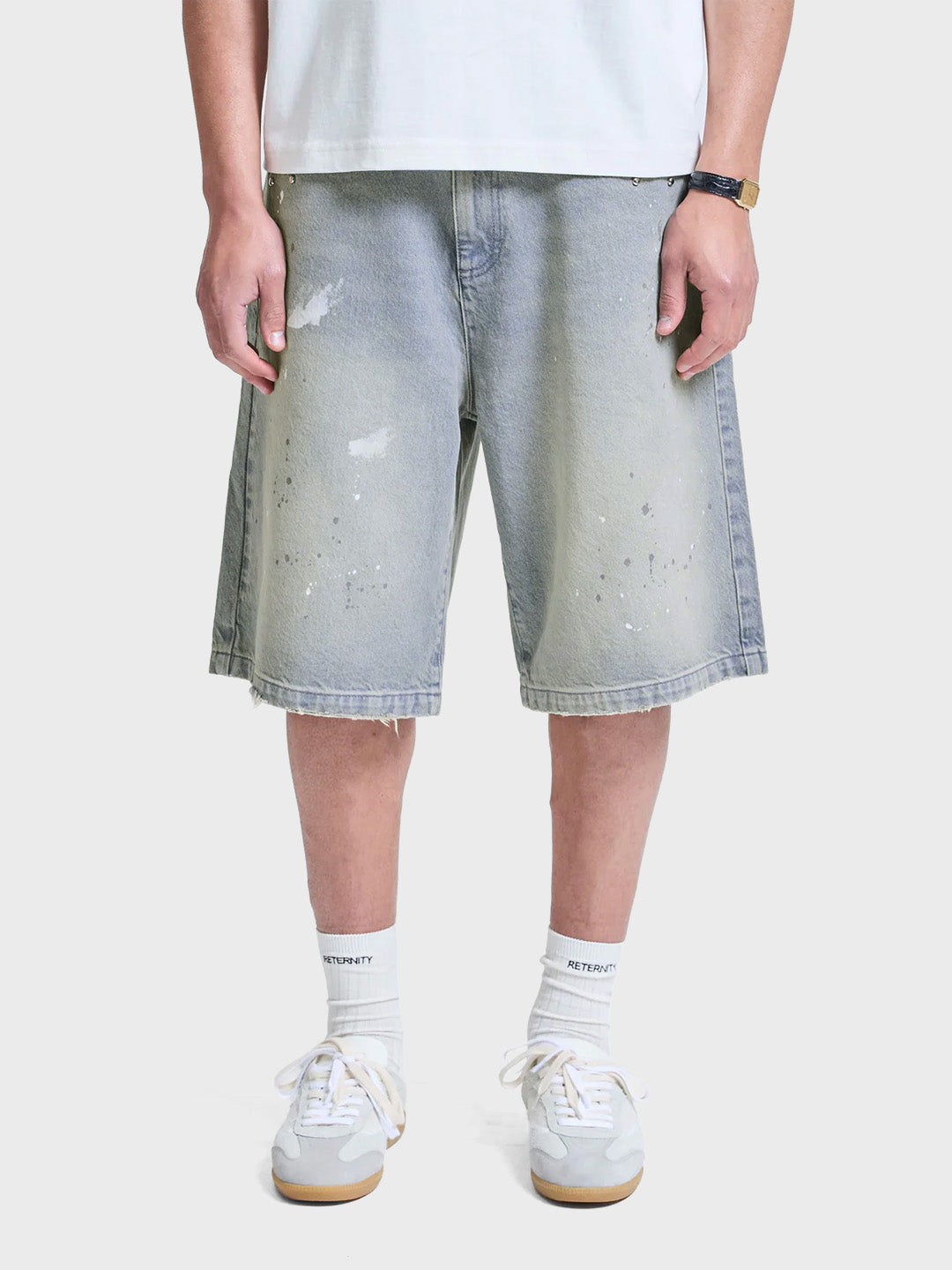 Reternity Studded Denim Jorts | Light Blue